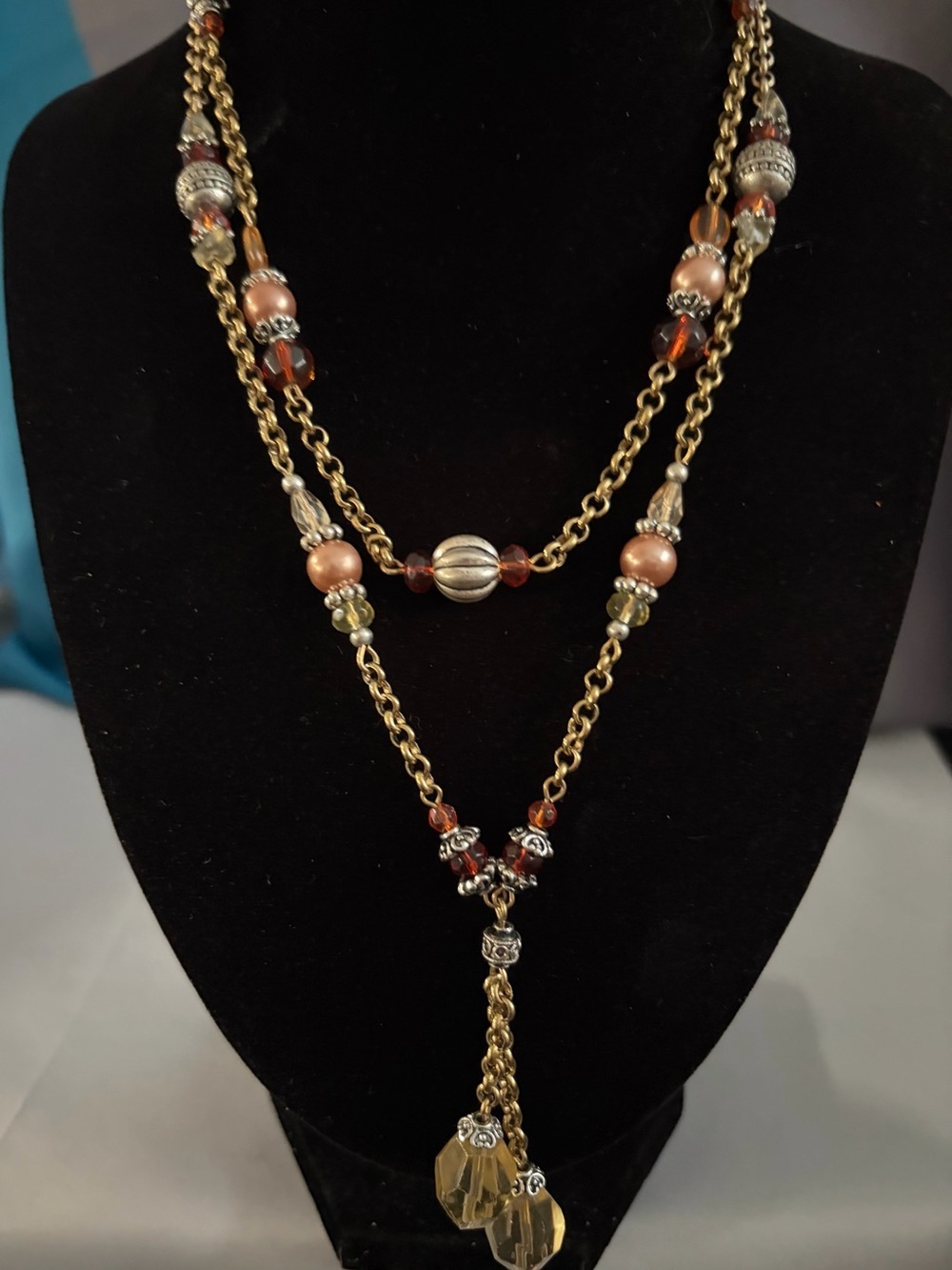 Vintage Avon Multi-Strand Beaded Y Necklace